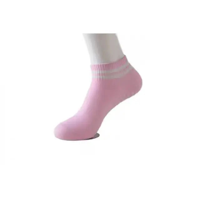 Women's Non-Slip Grip Socks - Pilates, Running, Yoga & Workout Socks with Double Stripes