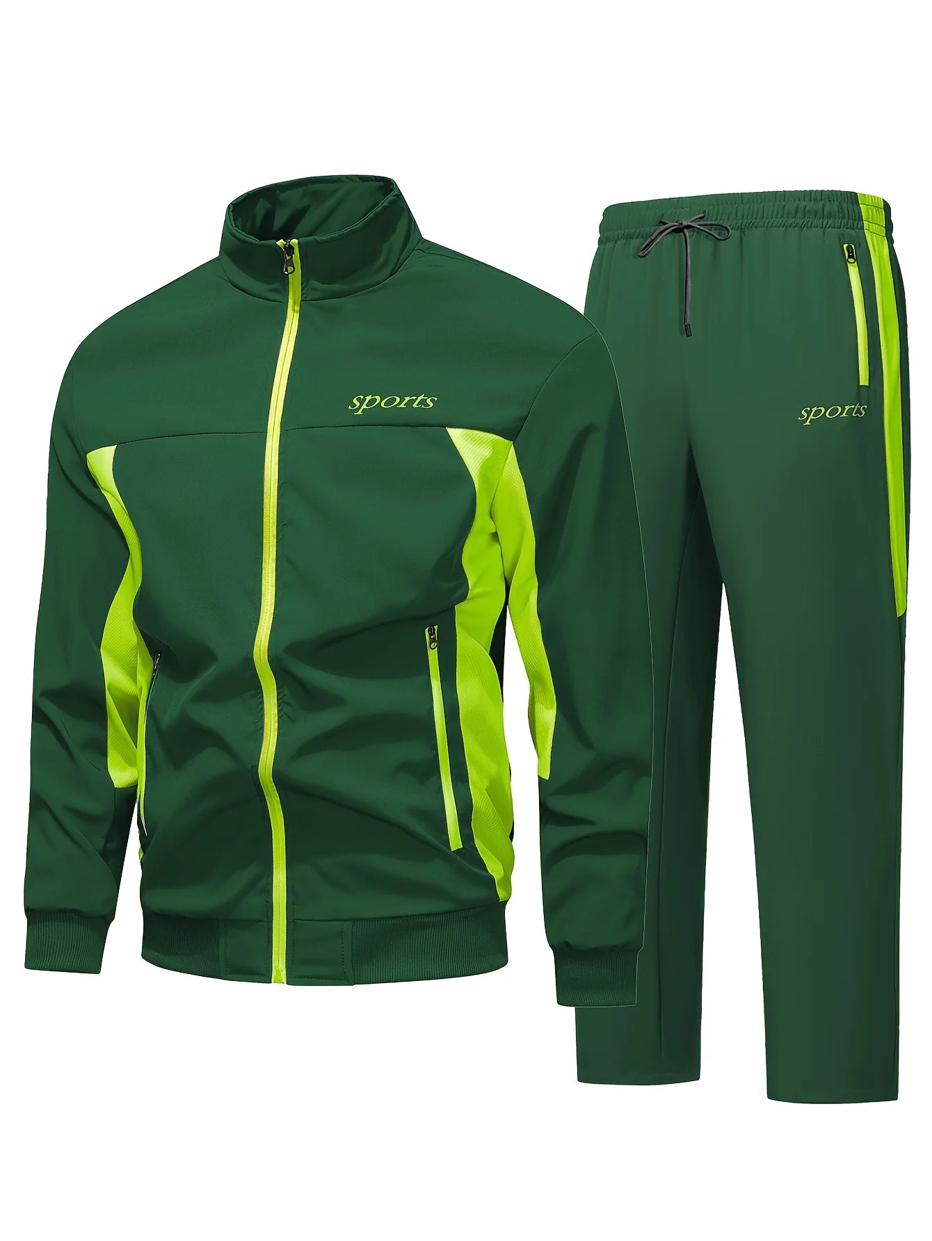 Men's Zip-Up Hooded Tracksuit – Two-Piece Jogging Set