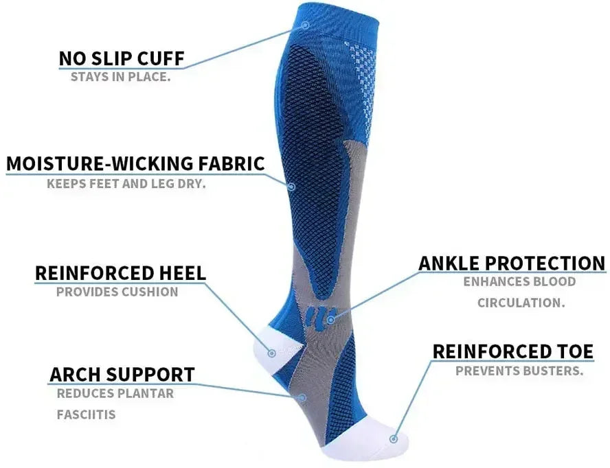 Medical Compression Socks - Athletic Support for Running, Travel & Cycling