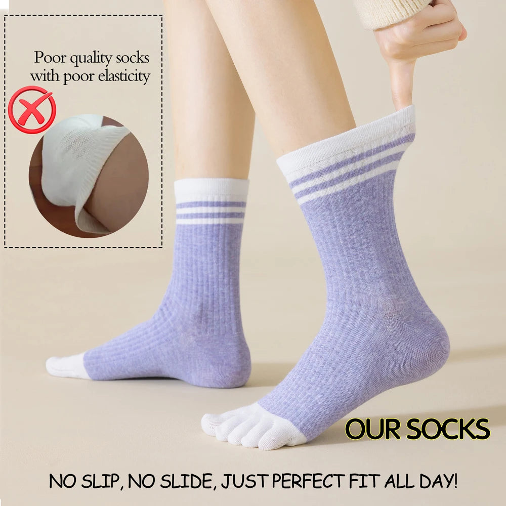 Women's Five Finger Toe Socks – Cotton Blend Running & Casual Socks