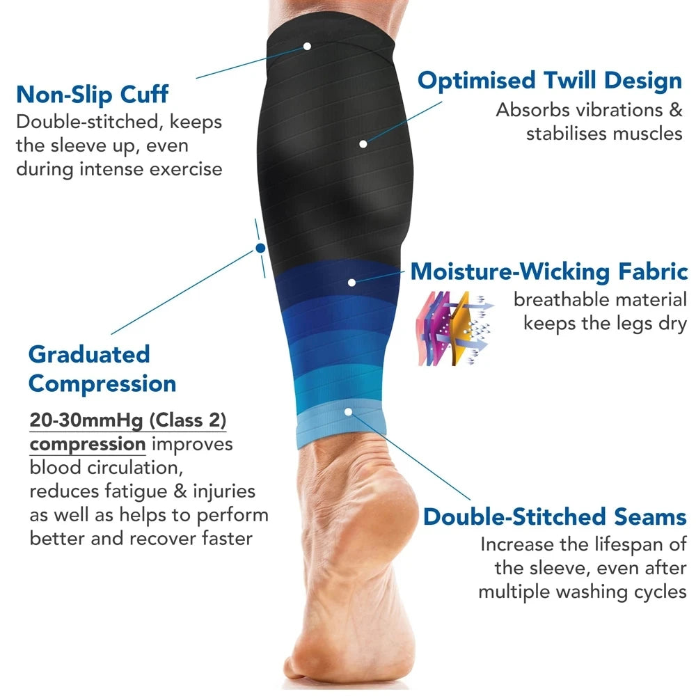 Calf Compression Sleeves - 20-30mmHg Footless Support for Running & Sports