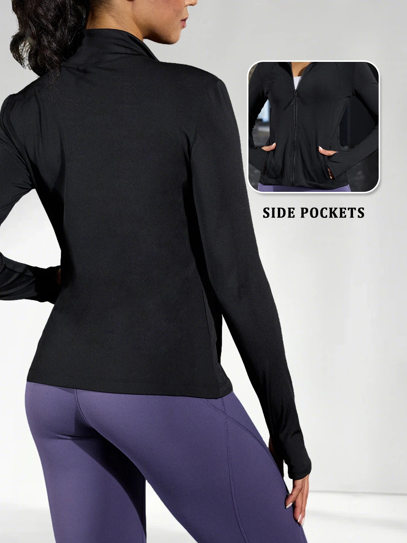 Women's Full Zip Running Jacket with Thumb Holes