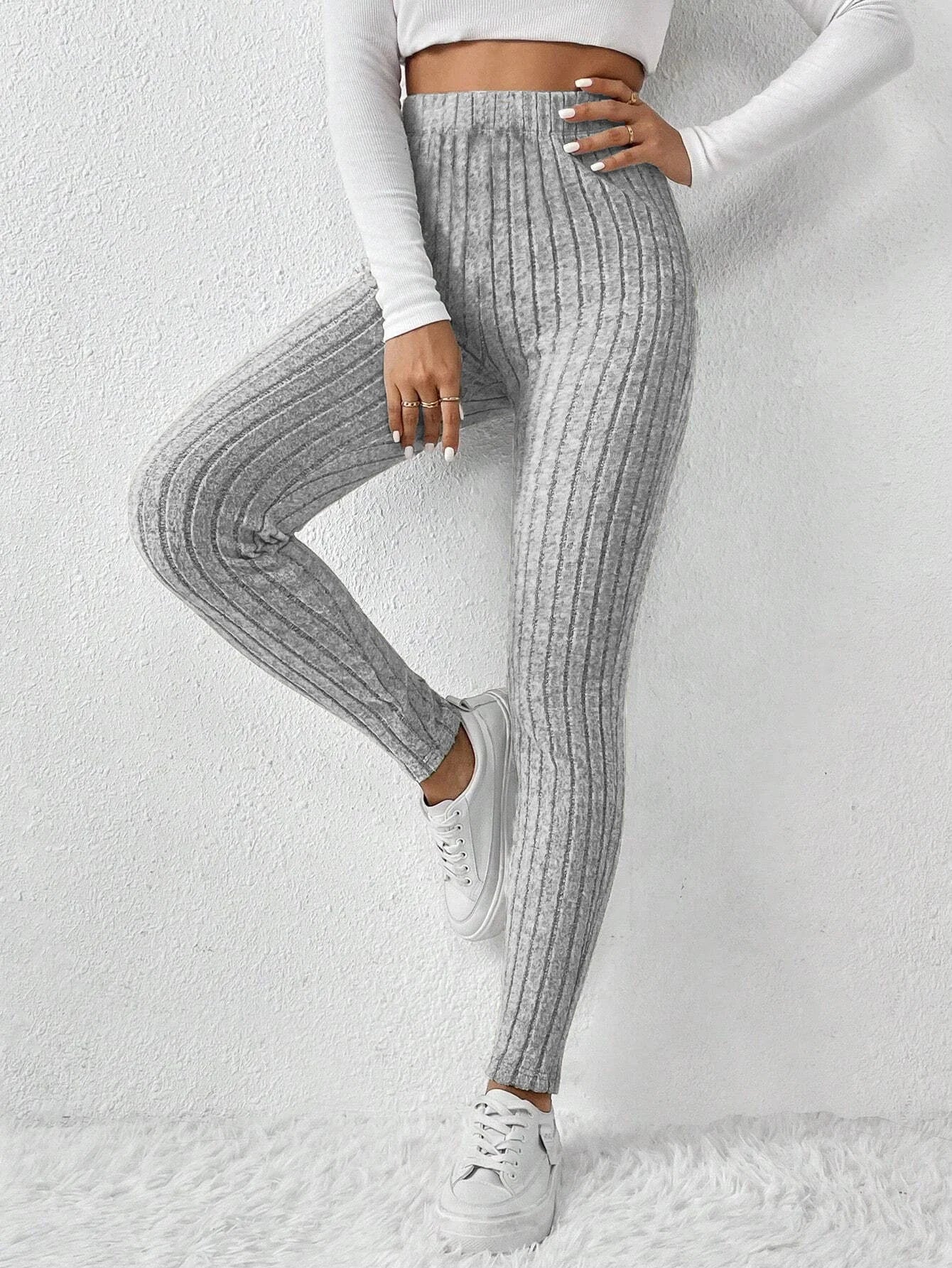 Women's Ribbed Knit Base Layer Running Tights