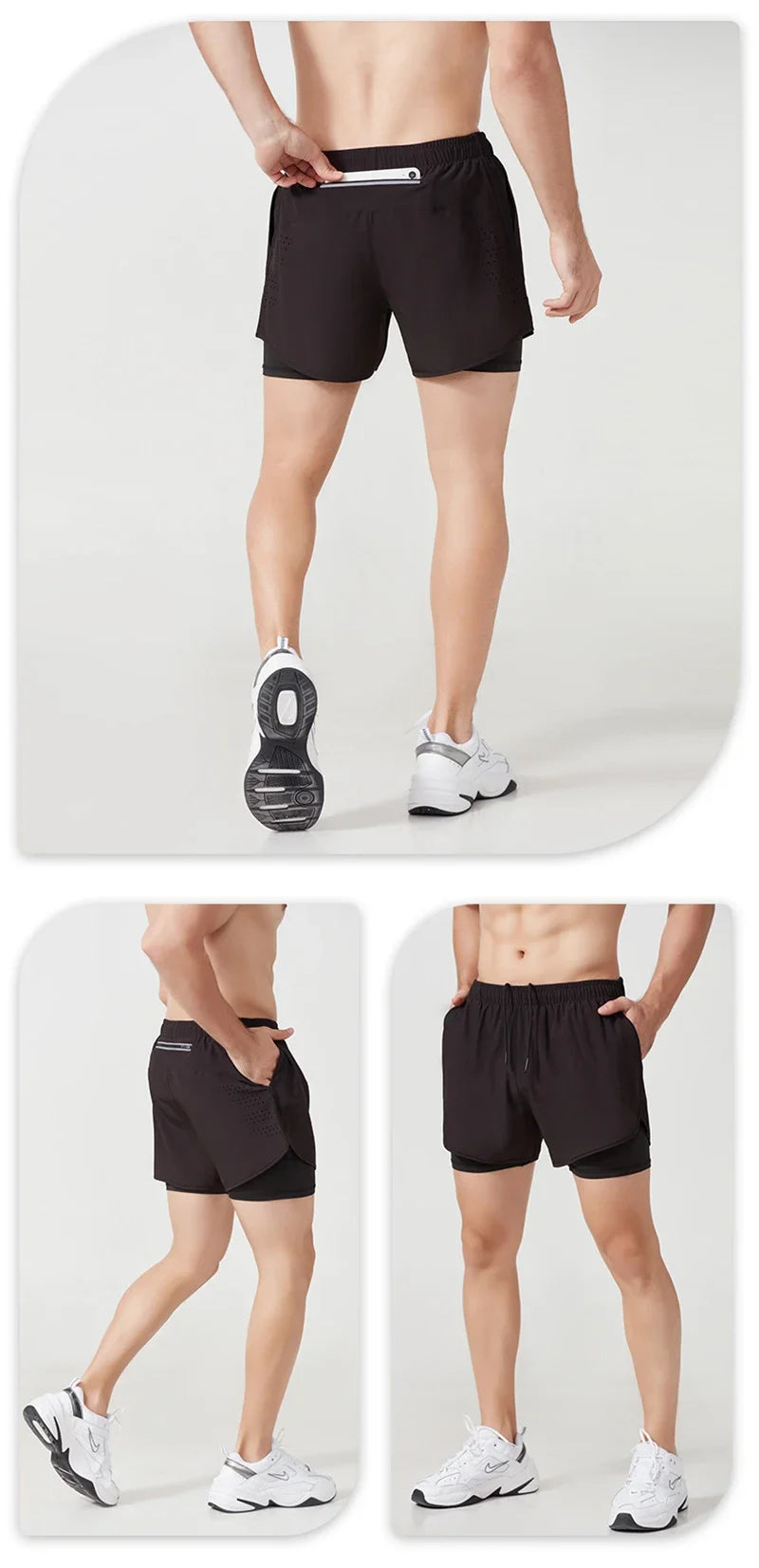 Men's 2-in-1 Running Shorts - Quick Dry Double Layer Bodybuilding Shorts