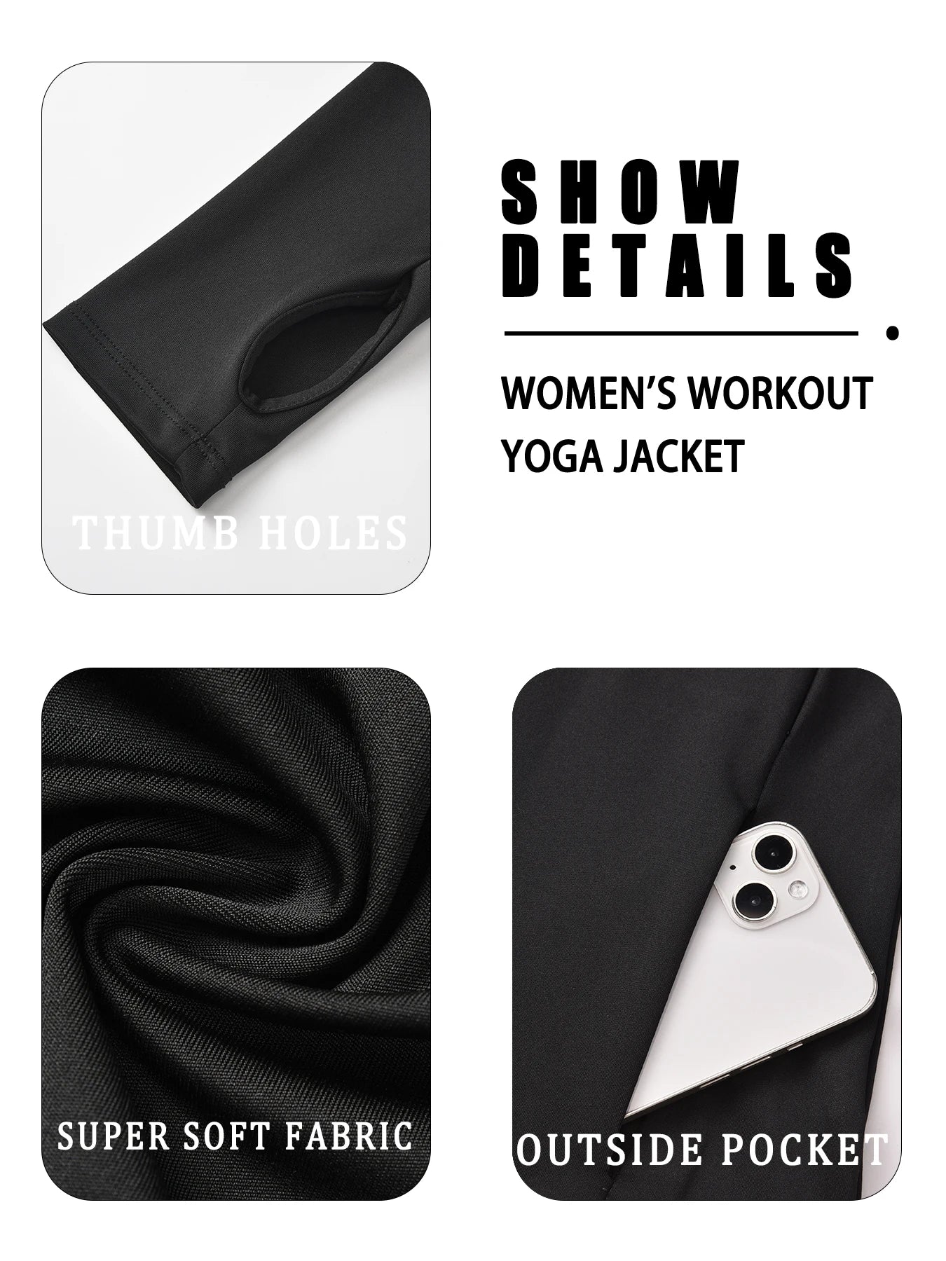 Women's Full Zip Running Jacket with Thumb Holes
