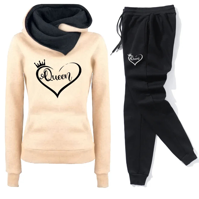 Women's Hooded Pullover Tracksuit – Full Length Casual Jogger Set