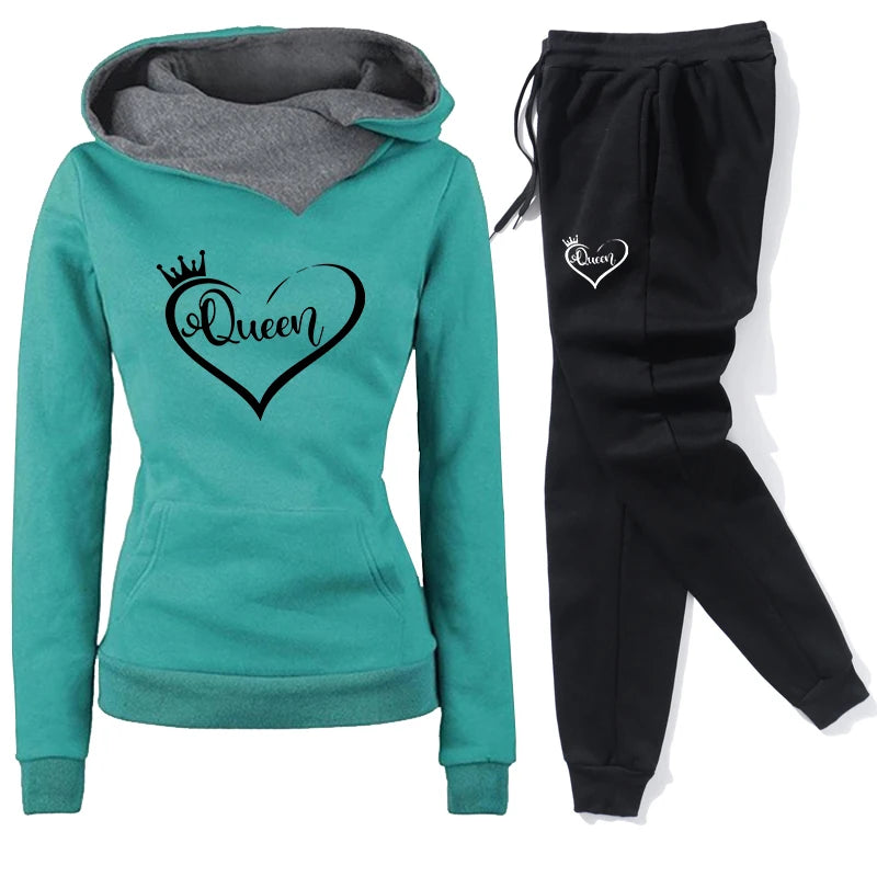 Women's Hooded Pullover Tracksuit – Full Length Casual Jogger Set