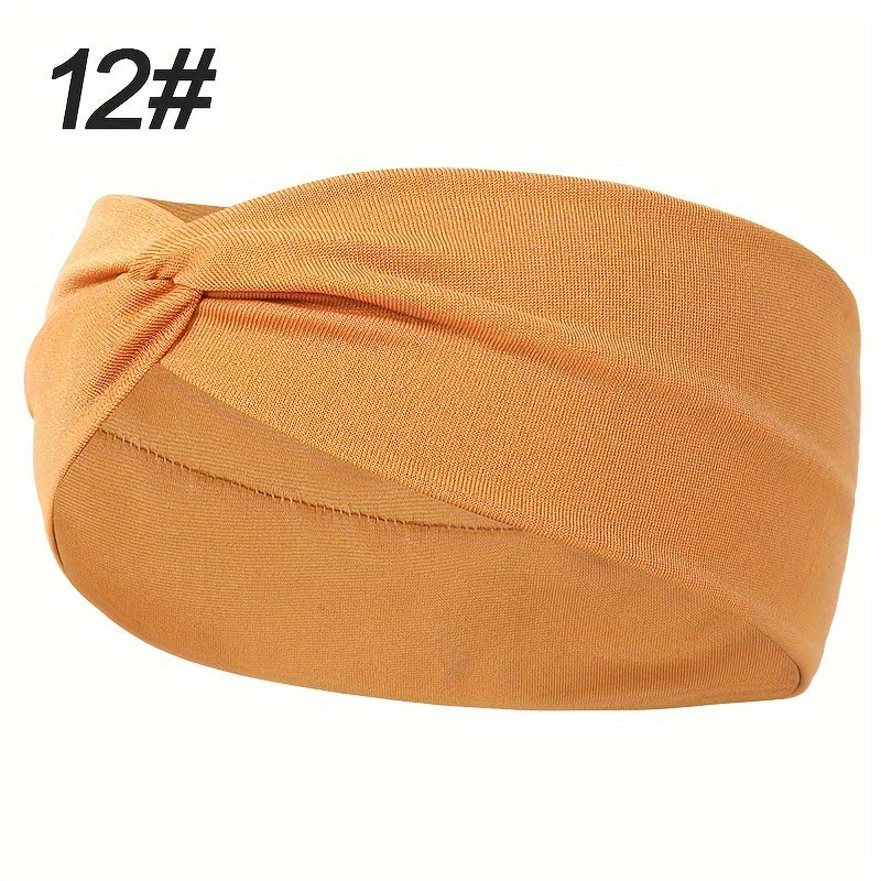 Solid Colour Twist Knotted Running Headband - Non-Slip Sweatband