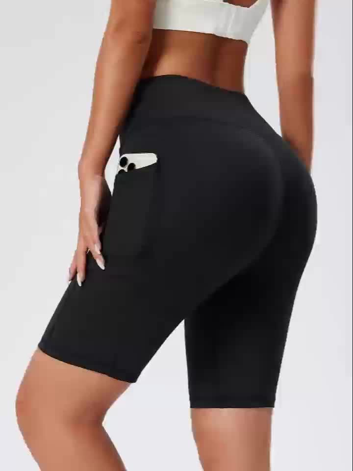 Women's Compression Running Shorts - High-Waisted with Side Pockets