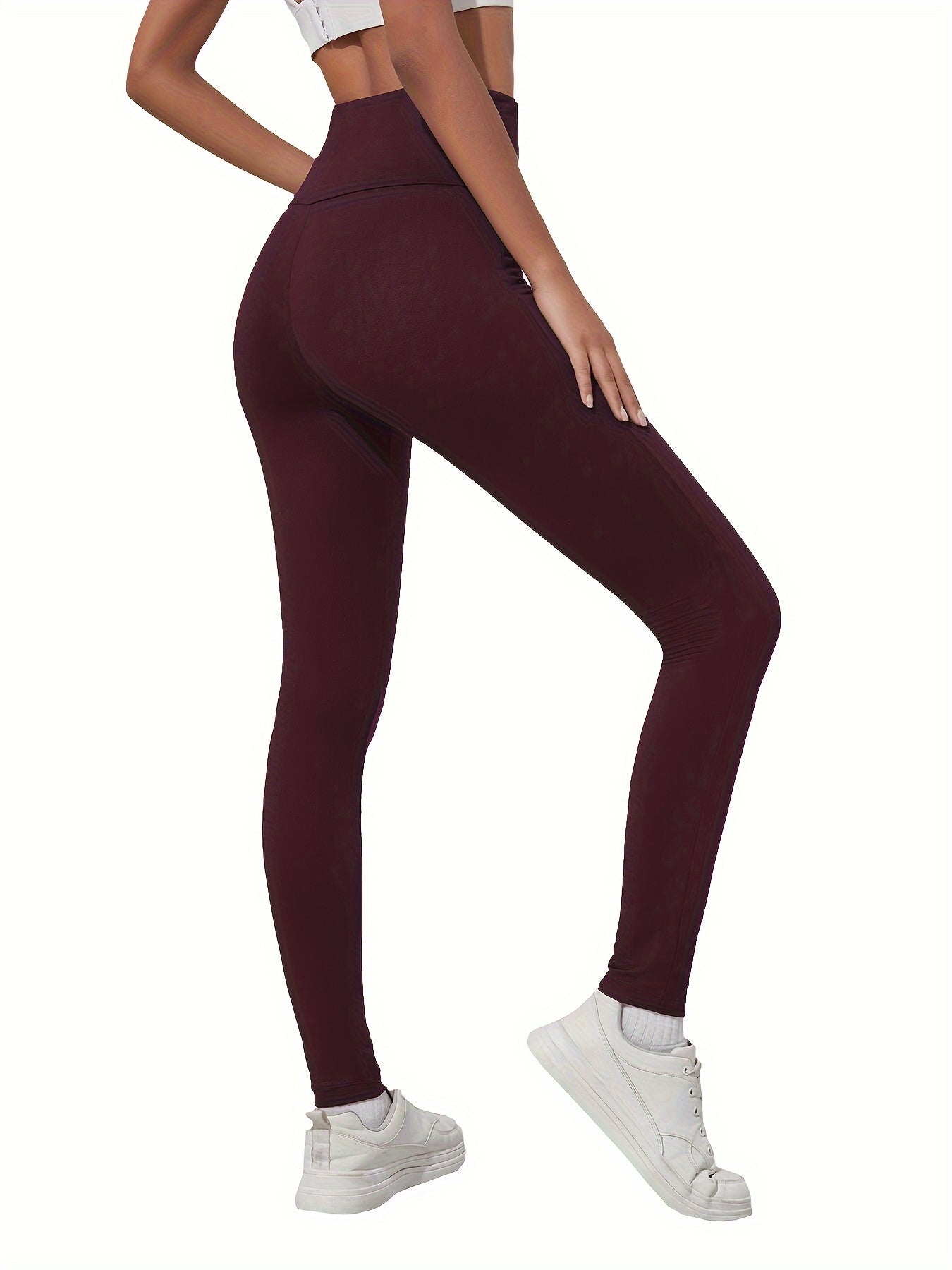 High-Waisted Running Leggings - Tummy Control Workout Pants with Pockets