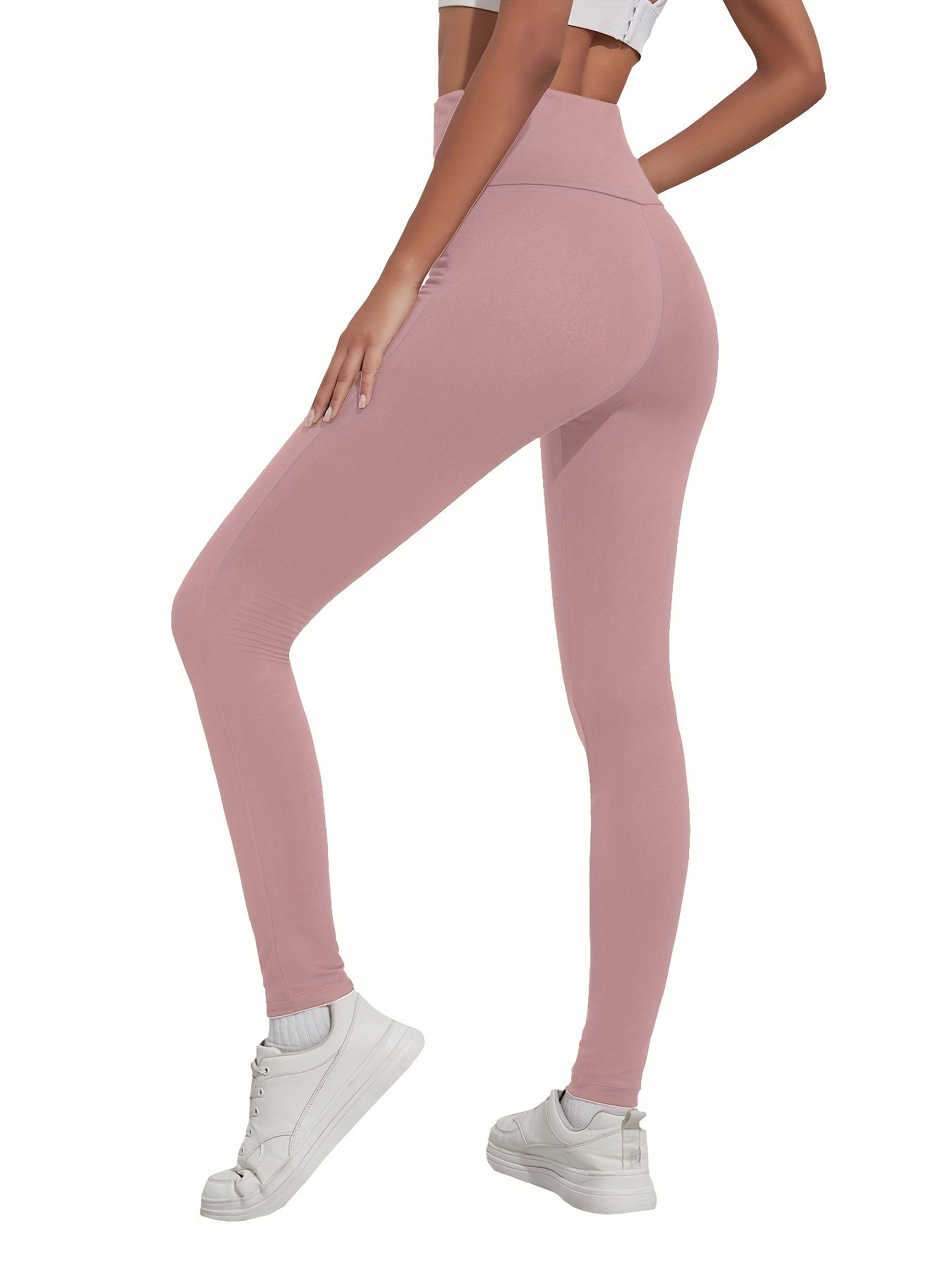 High-Waisted Running Leggings - Tummy Control Workout Pants with Pockets