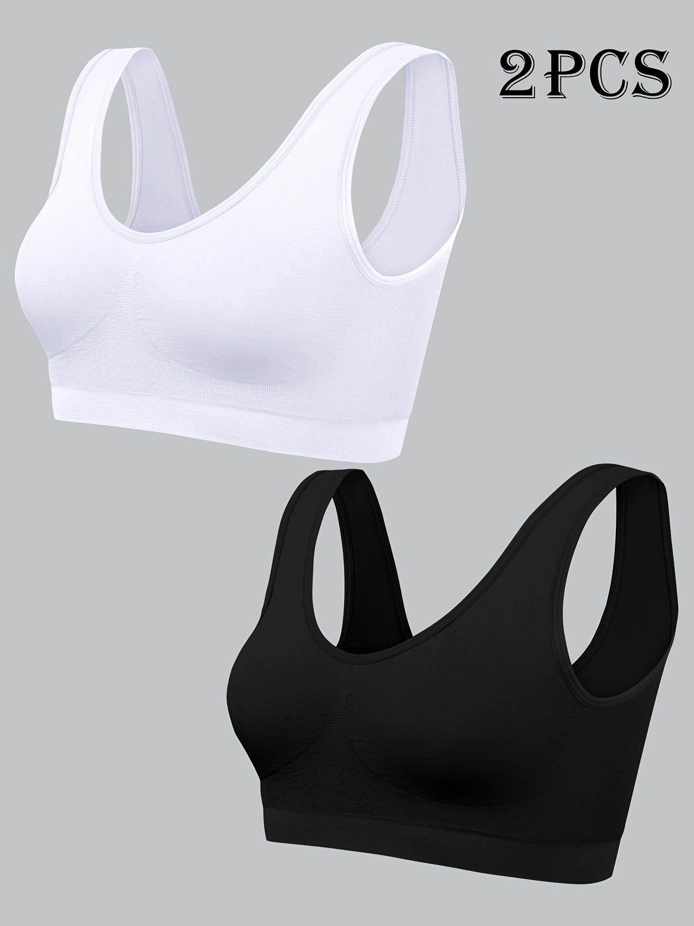 Seamless Comfort Sports Bra 2-Pack - High Elasticity Wireless Bra