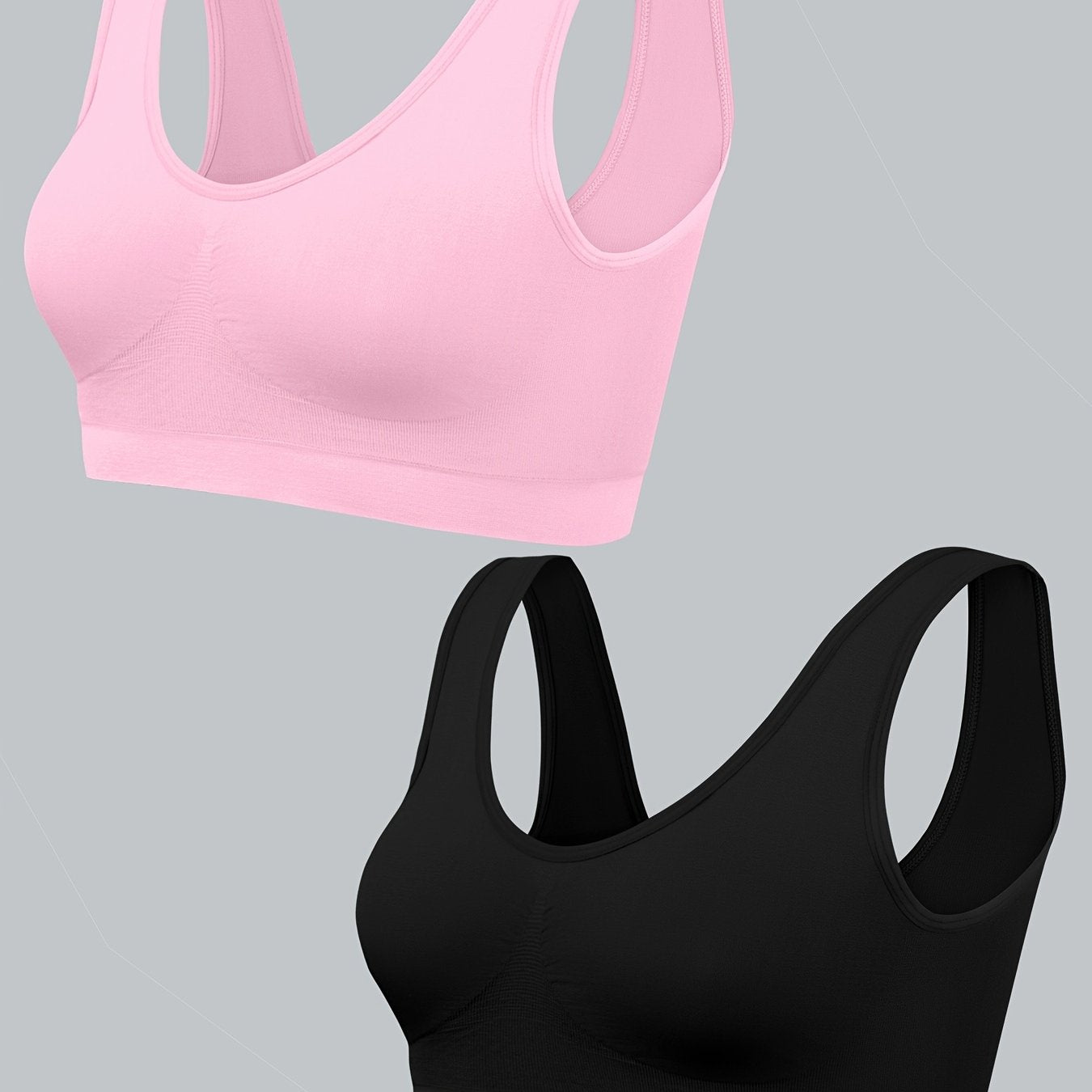 Seamless Comfort Sports Bra 2-Pack - High Elasticity Wireless Bra
