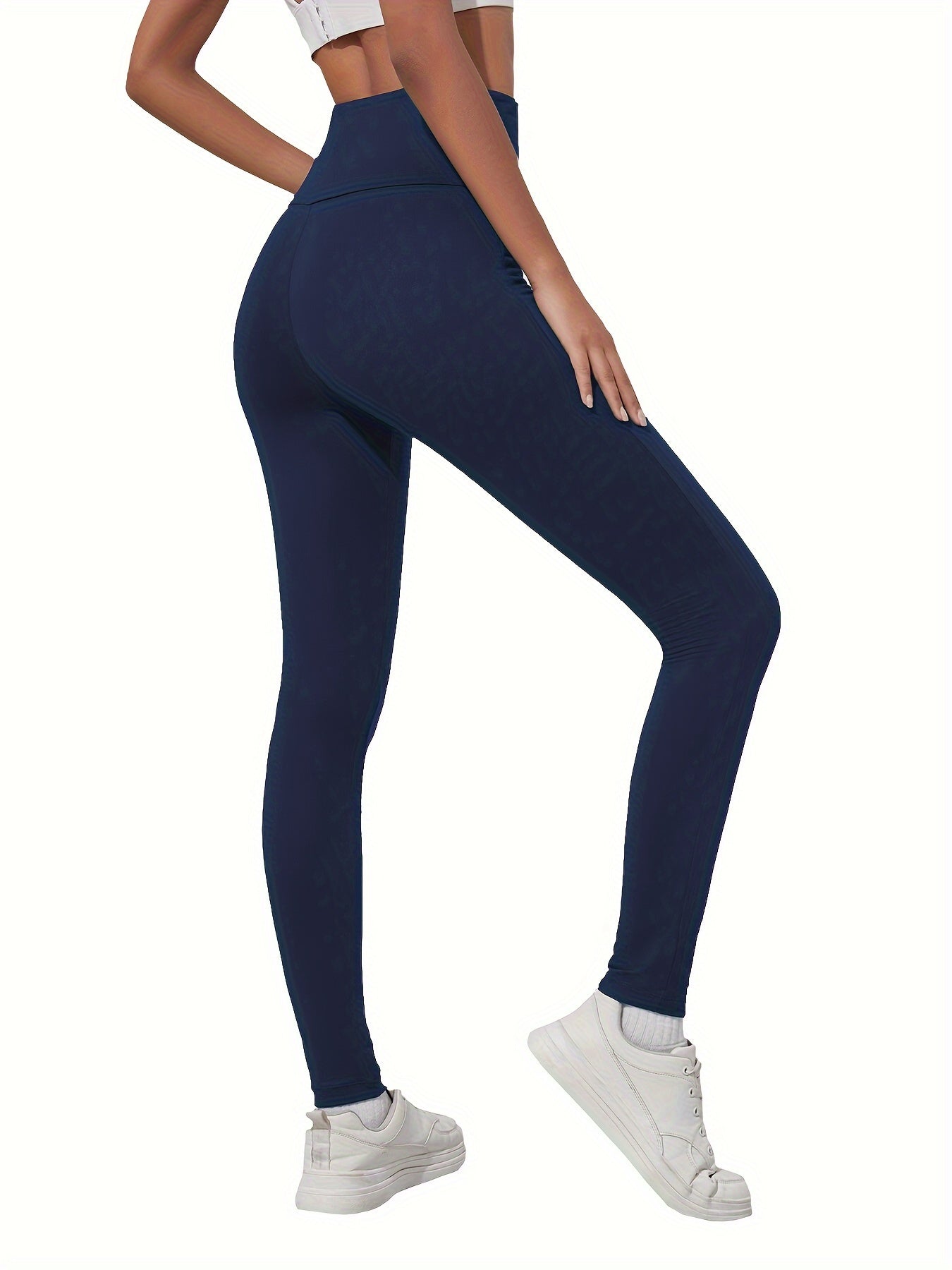 High-Waisted Running Leggings - Tummy Control Workout Pants with Pockets