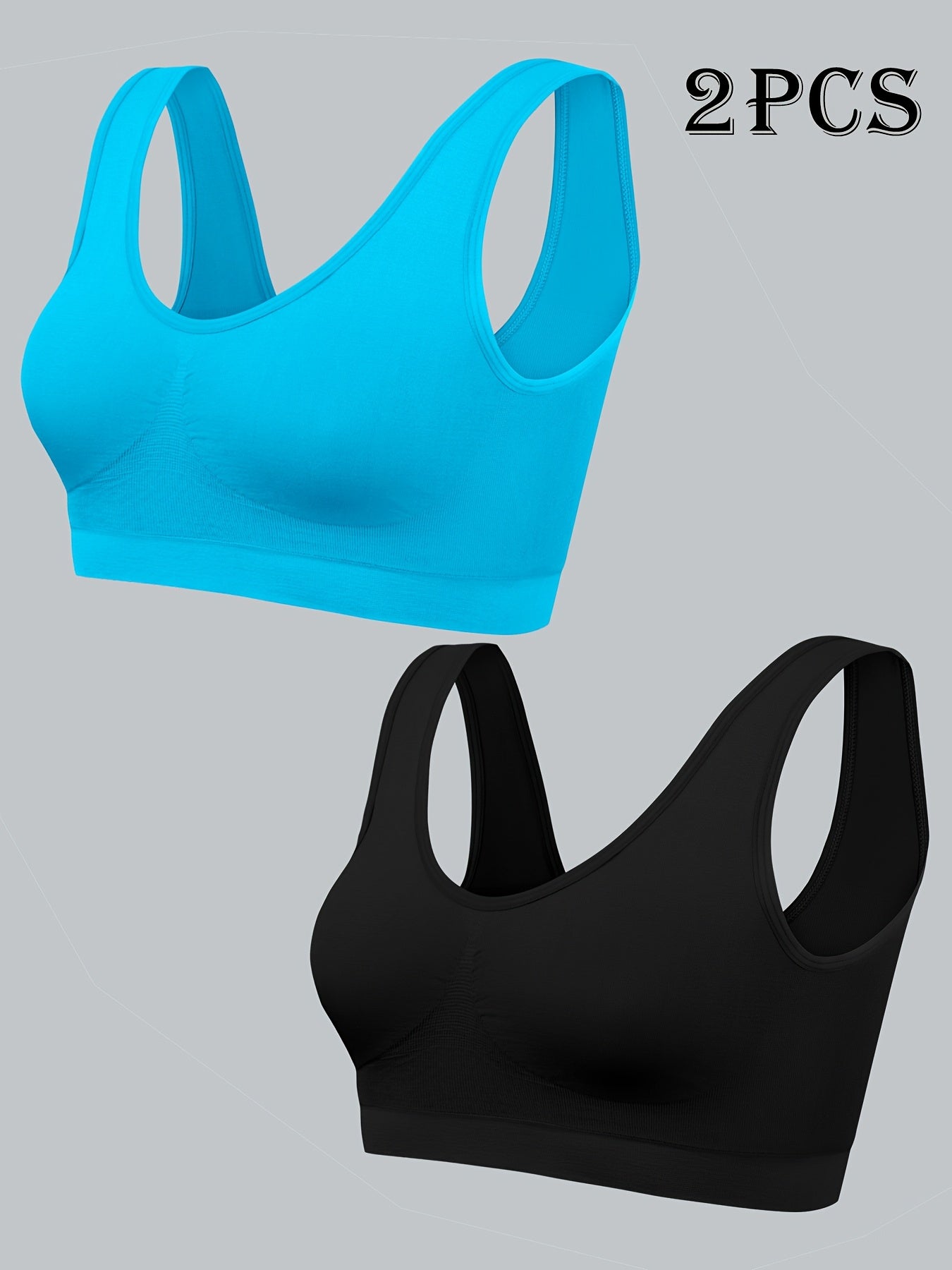 Seamless Comfort Sports Bra 2-Pack - High Elasticity Wireless Bra