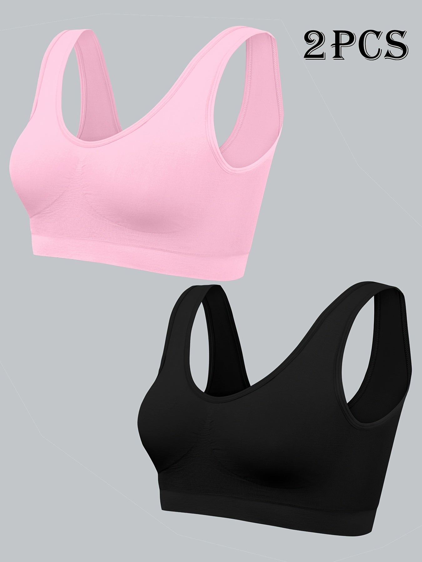 Seamless Comfort Sports Bra 2-Pack - High Elasticity Wireless Bra