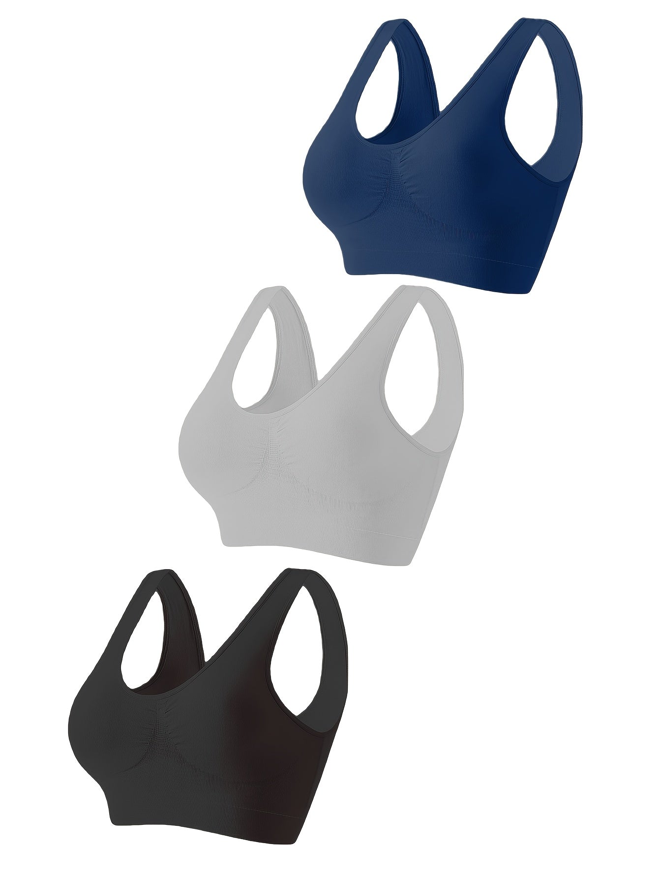 Women's Wireless Sports Bras 3-Pack - Breathable High Elasticity Bra Set