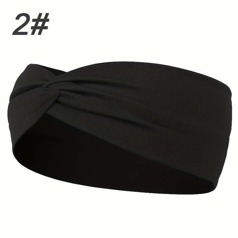 Solid Colour Twist Knotted Running Headband - Non-Slip Sweatband