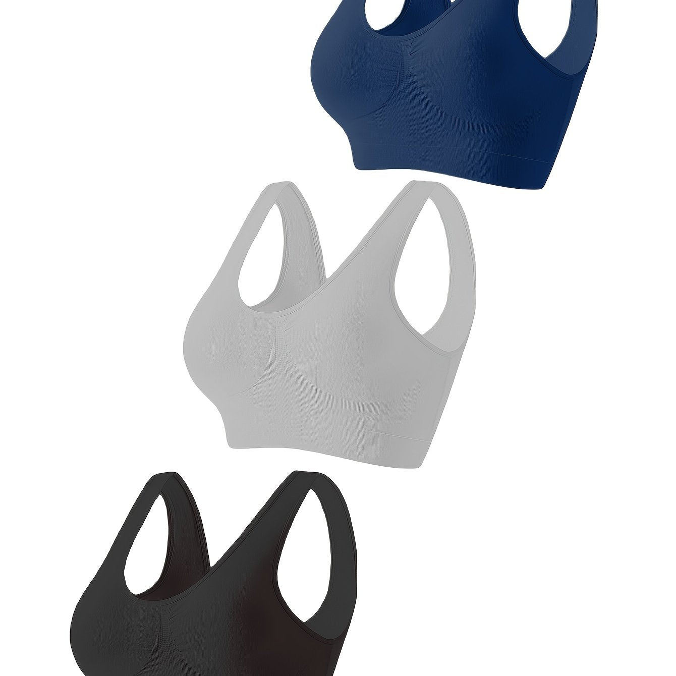 Women's Wireless Sports Bras 3-Pack - Breathable High Elasticity Bra Set