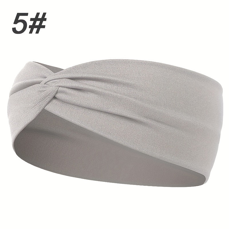 Solid Colour Twist Knotted Running Headband - Non-Slip Sweatband