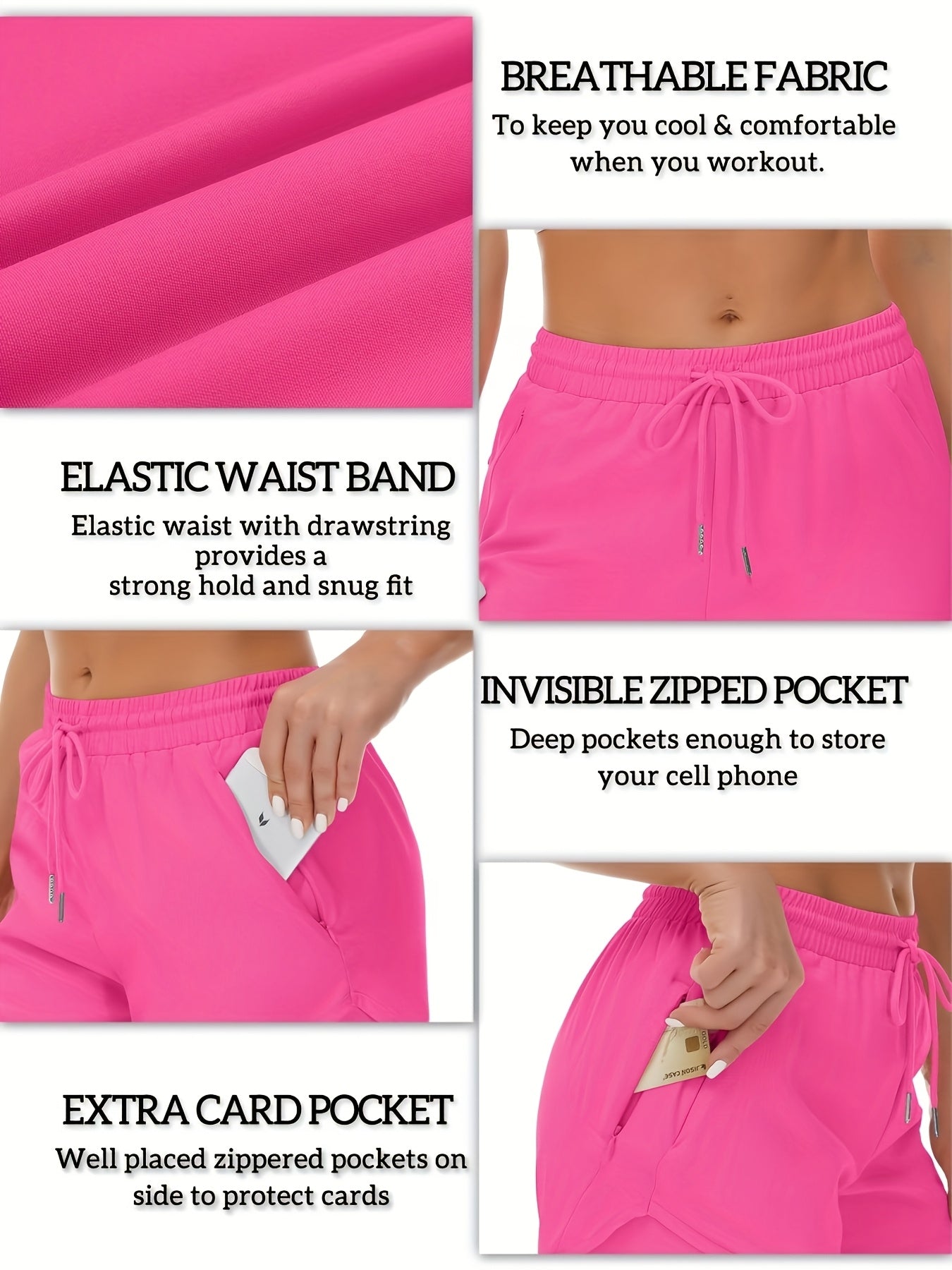 Women's Casual Running Shorts - Beige with Drawstring & Multiple Pockets