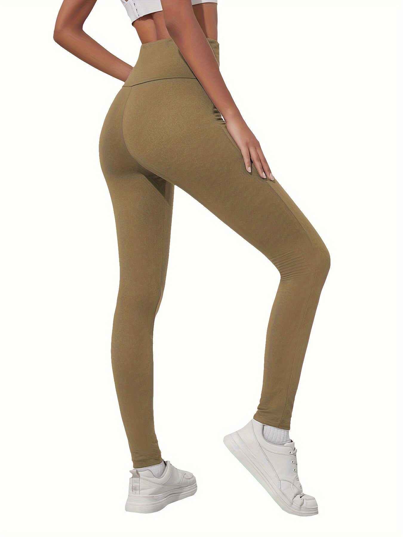 High-Waisted Running Leggings - Tummy Control Workout Pants with Pockets
