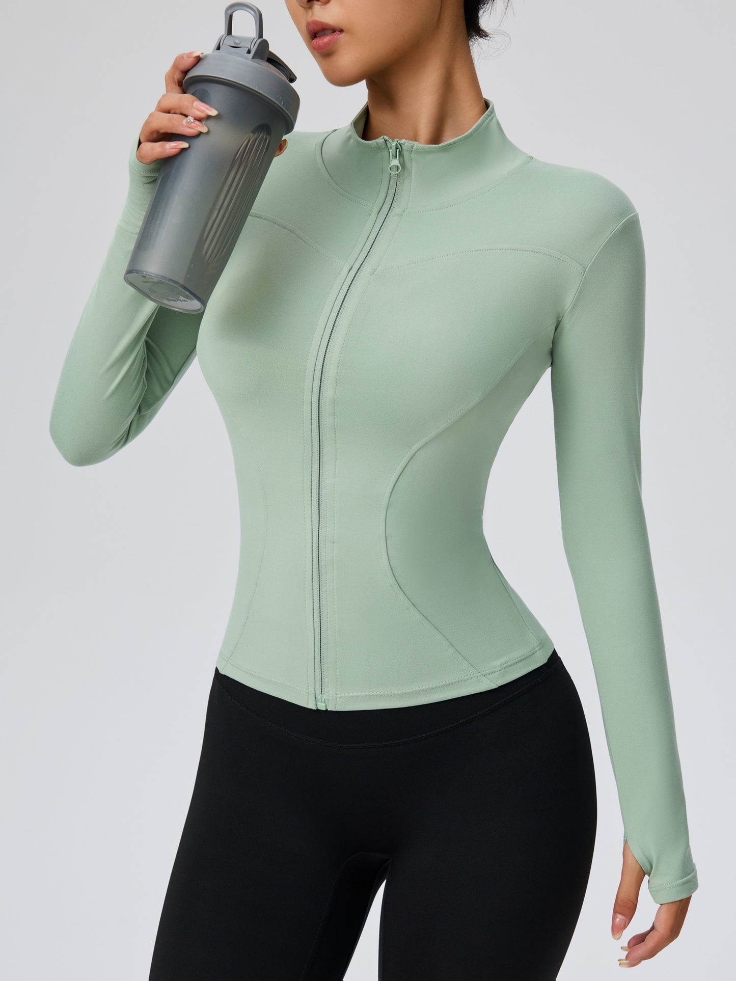 Women's Quick-Dry Running Jacket - Breathable Zip-Up Sports Top with Pockets