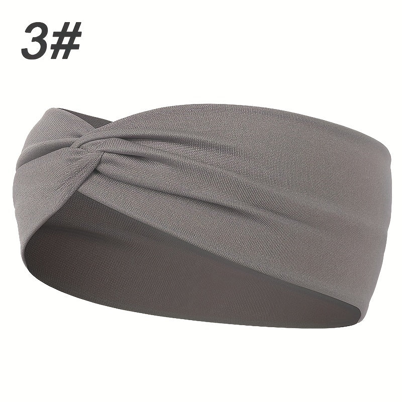 Solid Colour Twist Knotted Running Headband - Non-Slip Sweatband