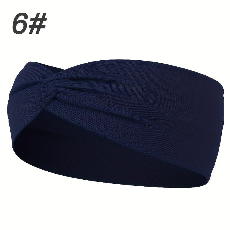 Solid Colour Twist Knotted Running Headband - Non-Slip Sweatband