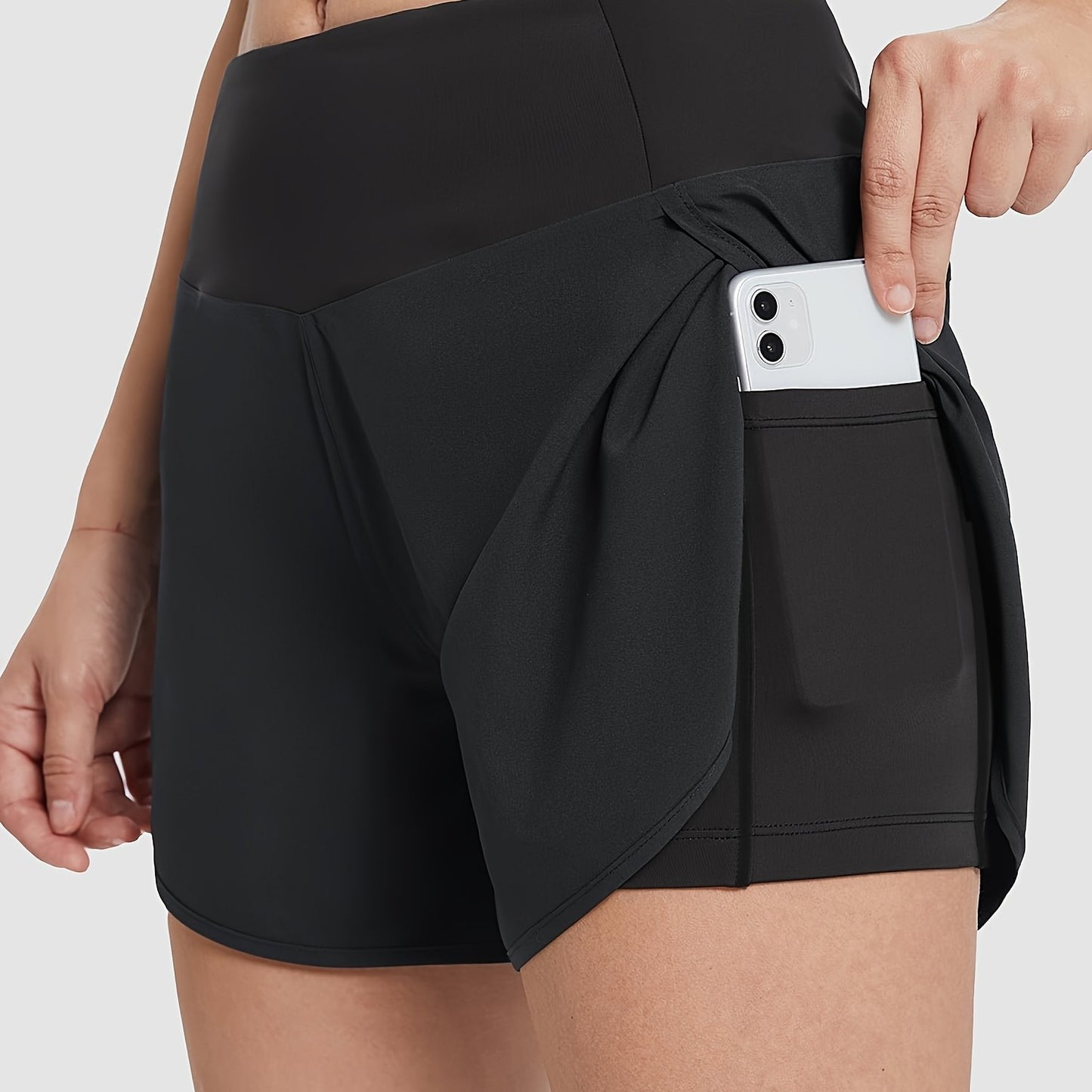 Women's High-Waisted Running Shorts - Yoga Shorts with Pocket