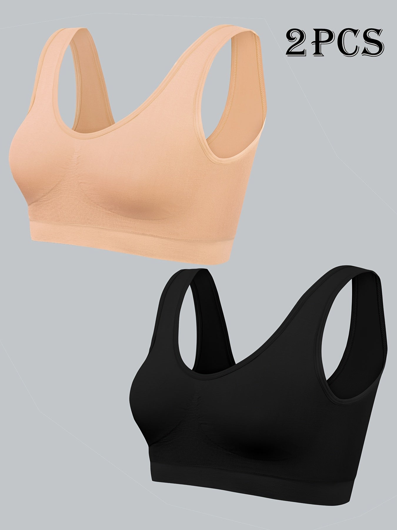 Seamless Comfort Sports Bra 2-Pack - High Elasticity Wireless Bra
