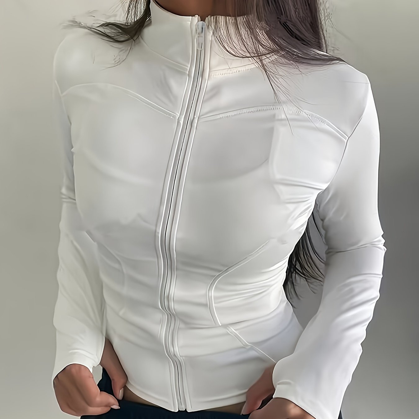 Women's Quick-Dry Running Jacket - Breathable Zip-Up Sports Top with Pockets
