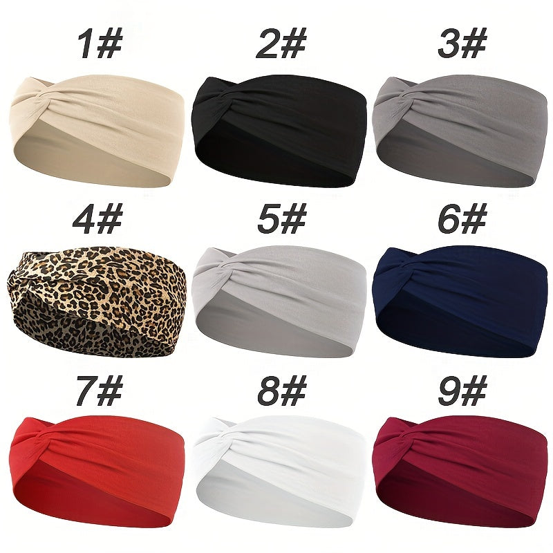 Solid Colour Twist Knotted Running Headband - Non-Slip Sweatband