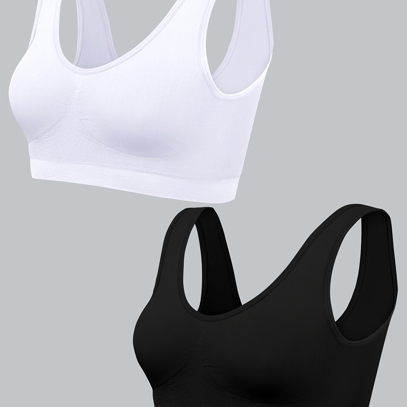Seamless Comfort Sports Bra 2-Pack - High Elasticity Wireless Bra