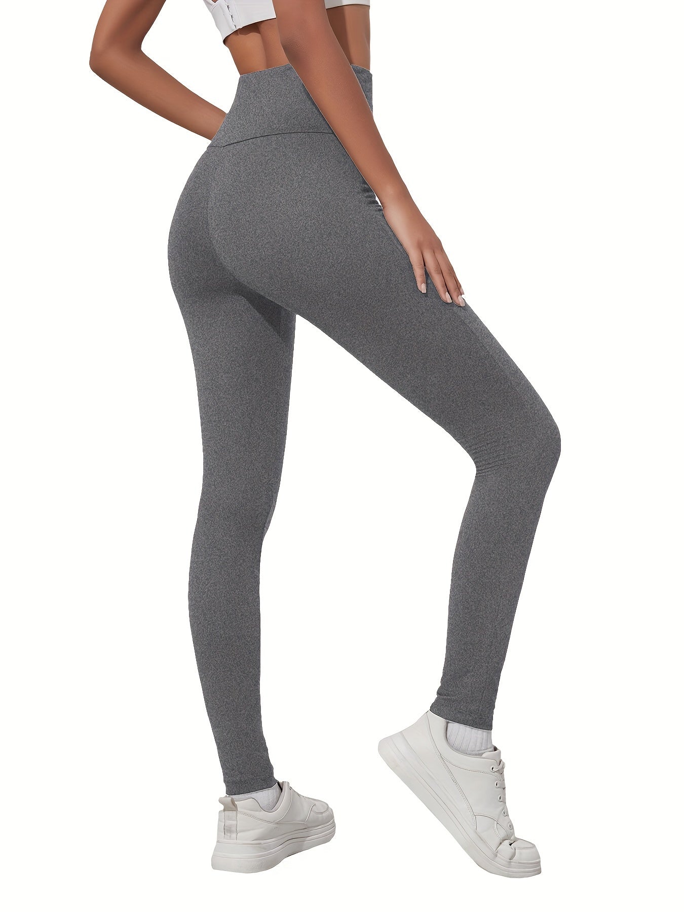 High-Waisted Running Leggings - Tummy Control Workout Pants with Pockets